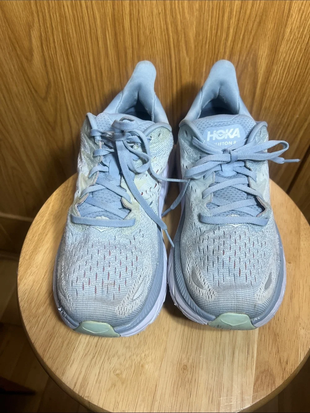 Hoka Women's Pale Blue Running Shoes with Mint Toe Accents